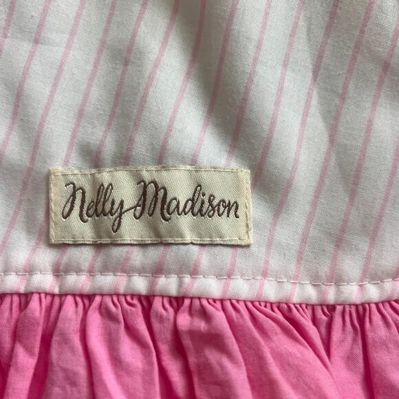 Nelly Madison 4 Bubblegum Hannah Dress Pink Stripes Soft Ruffles Tie Straps‎ USA - Picture 2 of 3